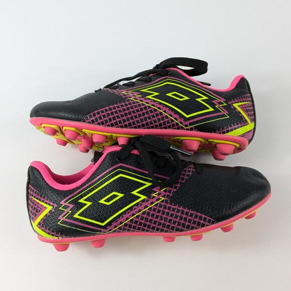 Girls Soccer Cleats Size 12 Lotto Forza Elite 3 JR Neon Pink Yellow 80s Bright - Picture 5 of 16